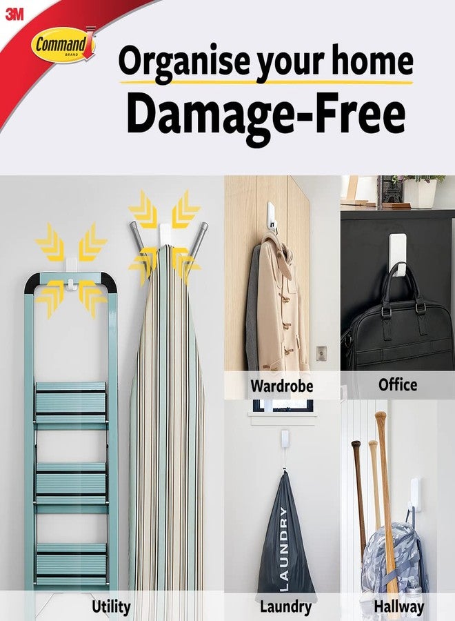 كوماند خطافات جدارية ضخمة من 3M Command، تتحمل حتى 6.8 كجم، لا تسبب تلفًا للطلاء، قابلة لإعادة الاستخدام، شديدة التحمل، تثبت بقوة، خطافات لاصقة للجدران، متعددة الأسطح (خطاف واحد، 4 شرائط) - Image 2